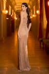 Shop_Supria Munjal_Beige Sweetheart Neck Wide Pattern Mesh Gown _at_Aza_Fashions