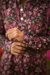 Mahima Mahajan_Burgundy Linen, Satin Embroidery Designer Floral Print Kurta Set _Online_at_Aza_Fashions