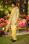 Buy_Mahima Mahajan_Gold Linen, Satin Sequins, Embroidery Kurta Pant Set 