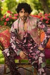 Shop_Mahima Mahajan_Pink Linen, Satin Zari Designer Nehru Jacket  _Online_at_Aza_Fashions