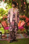 Buy_Mahima Mahajan_Pink Linen, Satin Zari Designer Nehru Jacket  