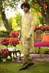 Buy_Mahima Mahajan_Gold Linen, Satin Embroidery Designer Nehru Jacket 