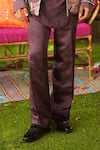 Buy_Mahima Mahajan_Burgundy Linen, Satin Embroidery, Sequins Designer Jacket _Online_at_Aza_Fashions