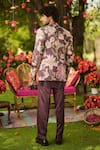 Shop_Mahima Mahajan_Burgundy Linen, Satin Embroidery, Sequins Designer Jacket _at_Aza_Fashions