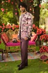 Buy_Mahima Mahajan_Burgundy Linen, Satin Embroidery, Sequins Designer Jacket 