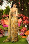 Shop_Mahima Mahajan_Gold Organza Sequins, Embroidery Off-shoulder Designer Pre-draped Saree Set _at_Aza_Fashions