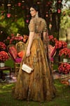 Shop_Mahima Mahajan_Gold Organza Sequins, Zari, Embroidery V-neck Designer Lehenga Set _at_Aza_Fashions