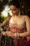 Mahima Mahajan_Pink Organza Embroidery, Sequins Round Neck Designer Lehenga Set _Online_at_Aza_Fashions
