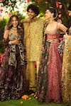 Shop_Mahima Mahajan_Pink Organza Embroidery, Sequins Round Neck Designer Lehenga Set 
