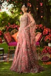 Mahima Mahajan_Pink Organza Sequins, Embroidery V-neck Designer Warm Bubblegum Gharara Set _at_Aza_Fashions