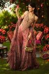 Buy_Mahima Mahajan_Pink Organza Sequins, Embroidery V-neck Designer Warm Bubblegum Gharara Set 