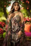Mahima Mahajan_Burgundy Organza Sequins, Embroidery Round Neck Designer Kurta Sharara Set _Online_at_Aza_Fashions