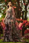 Shop_Mahima Mahajan_Burgundy Organza Sequins, Embroidery Round Neck Designer Kurta Sharara Set _Online_at_Aza_Fashions