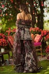 Shop_Mahima Mahajan_Burgundy Organza Sequins, Embroidery Round Neck Designer Kurta Sharara Set _at_Aza_Fashions