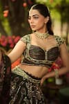 Mahima Mahajan_Green Organza Sequins, Embroidery Round Neck Pine Lehenga Set _Online_at_Aza_Fashions