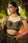 Buy_Mahima Mahajan_Green Organza Sequins, Embroidery Round Neck Pine Lehenga Set _Online_at_Aza_Fashions