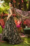 Shop_Mahima Mahajan_Green Organza Sequins, Embroidery Round Neck Pine Lehenga Set _Online_at_Aza_Fashions