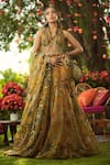 Buy_Mahima Mahajan_Gold Organza Embroidery Halter Neck Designer Anarkali Set _at_Aza_Fashions