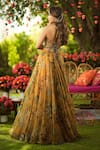 Buy_Mahima Mahajan_Gold Organza Embroidery Halter Neck Designer Anarkali Set 