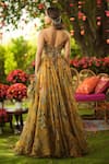Shop_Mahima Mahajan_Gold Organza Embroidery Halter Neck Designer Anarkali Set _at_Aza_Fashions