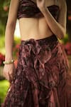 Mahima Mahajan_Burgundy Organza Embroidery, Sequins Scoop Neck Floral Lehenga Set _Online_at_Aza_Fashions