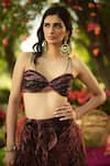Shop_Mahima Mahajan_Burgundy Organza Embroidery, Sequins Scoop Neck Floral Lehenga Set _Online_at_Aza_Fashions