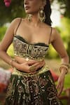 Mahima Mahajan_Green Organza Sequins, Embroidery Sweetheart Neck Pine Lehenga Set _Online_at_Aza_Fashions