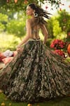 Shop_Mahima Mahajan_Green Organza Sequins, Embroidery Sweetheart Neck Pine Lehenga Set _Online_at_Aza_Fashions