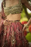 Shop_Mahima Mahajan_Pink Organza Sequins, Embroidery, Zari Square Neck Designer Lehenga Set  _Online_at_Aza_Fashions