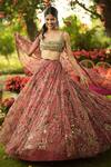 Mahima Mahajan_Pink Organza Sequins, Embroidery, Zari Square Neck Designer Lehenga Set  _at_Aza_Fashions