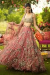 Buy_Mahima Mahajan_Pink Organza Sequins, Embroidery, Zari Square Neck Designer Lehenga Set  