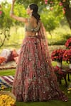Shop_Mahima Mahajan_Pink Organza Sequins, Embroidery, Zari Square Neck Designer Lehenga Set  _at_Aza_Fashions