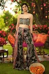 Mahima Mahajan_Pink Organza Sequins, Embroidery, Beads Bandeau Neck Mehreen Set _Online_at_Aza_Fashions
