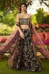 Shop_Mahima Mahajan_Pink Organza Sequins, Embroidery, Beads Bandeau Neck Mehreen Set _Online_at_Aza_Fashions