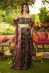 Buy_Mahima Mahajan_Pink Organza Sequins, Embroidery, Beads Bandeau Neck Mehreen Set _at_Aza_Fashions