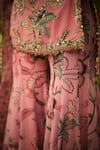 Buy_Mahima Mahajan_Pink Georgette, Organza Sequins, Embroidery Square Neck Floral Kurta Set _Online_at_Aza_Fashions