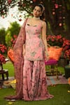 Shop_Mahima Mahajan_Pink Georgette, Organza Sequins, Embroidery Square Neck Floral Kurta Set _Online_at_Aza_Fashions