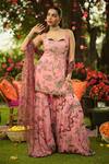 Buy_Mahima Mahajan_Pink Georgette, Organza Sequins, Embroidery Square Neck Floral Kurta Set _at_Aza_Fashions