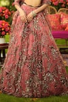 Mahima Mahajan_Wine Organza Sequins, Zari Round Neck Embroidered Lehenga With Blouse _at_Aza_Fashions