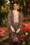 Mahima Mahajan_Pink Georgette Sequins, Embroidery V-neck Floral Print Kurta And Salwar Set _Online_at_Aza_Fashions