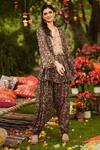 Shop_Mahima Mahajan_Pink Georgette Sequins, Embroidery V-neck Floral Print Kurta And Salwar Set _Online_at_Aza_Fashions