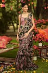 Mahima Mahajan_Green Georgette, Twill, Lycra Embroidery, Pine Designer Pre-draped Saree Set _Online_at_Aza_Fashions