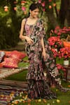 Mahima Mahajan_Green Georgette, Twill, Lycra Embroidery, Pine Designer Pre-draped Saree Set _at_Aza_Fashions