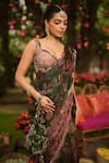Mahima Mahajan_Green Organza Sequins, Beads Pine Designer Pre-draped Saree And Corset Set _Online_at_Aza_Fashions