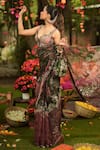 Buy_Mahima Mahajan_Green Organza Sequins, Beads Pine Designer Pre-draped Saree And Corset Set 