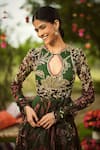Buy_Mahima Mahajan_Pink Georgette, Organza Embroidery Keyhole Neck Floral Green Anarkali Set _Online_at_Aza_Fashions