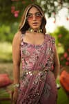 Mahima Mahajan_Pink Lycra Sequins Square Neck Designer Warm Bubblegum Corset Top _Online_at_Aza_Fashions
