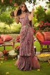 Buy_Mahima Mahajan_Pink Lycra Sequins Square Neck Designer Warm Bubblegum Corset Top _at_Aza_Fashions