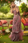 Buy_Mahima Mahajan_Pink Lycra Sequins Square Neck Designer Warm Bubblegum Corset Top 