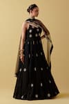 Ikshita Choudhary_Black Georgette, Net Embroidery V-neck Hand Anarkali Set _Online_at_Aza_Fashions